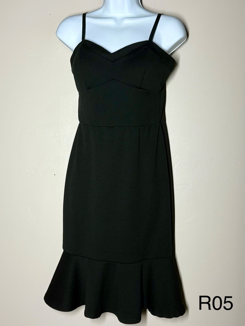 As U Wish Black Spaghetti-Strap Midi Dress with Ruffle Hem